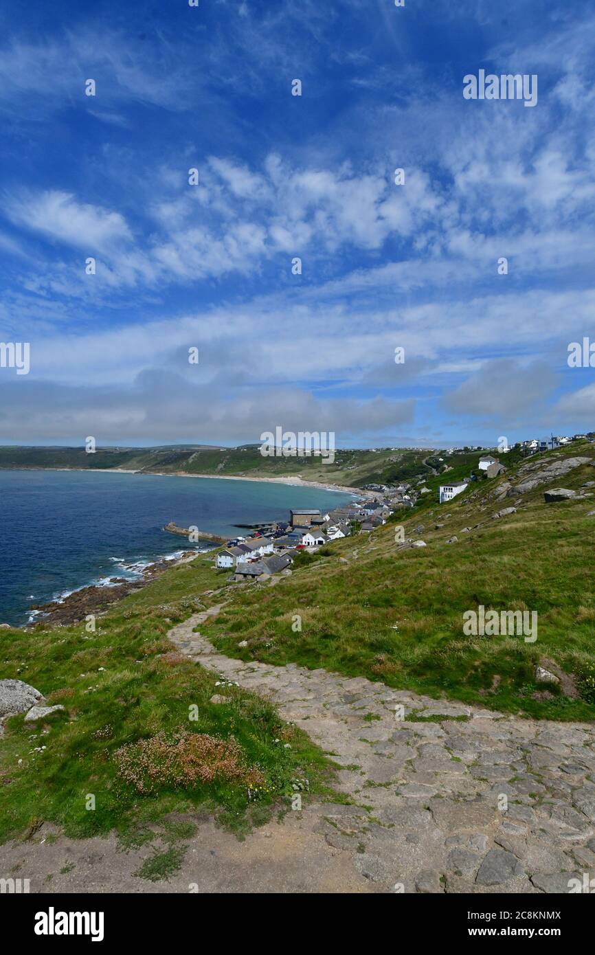 17thJuly National Trust Mayon Cliff's walk between Sennen Cove and Land's End in Cornwall on a warm afternoon.Picture Credit Robert Timoney Stock Photo