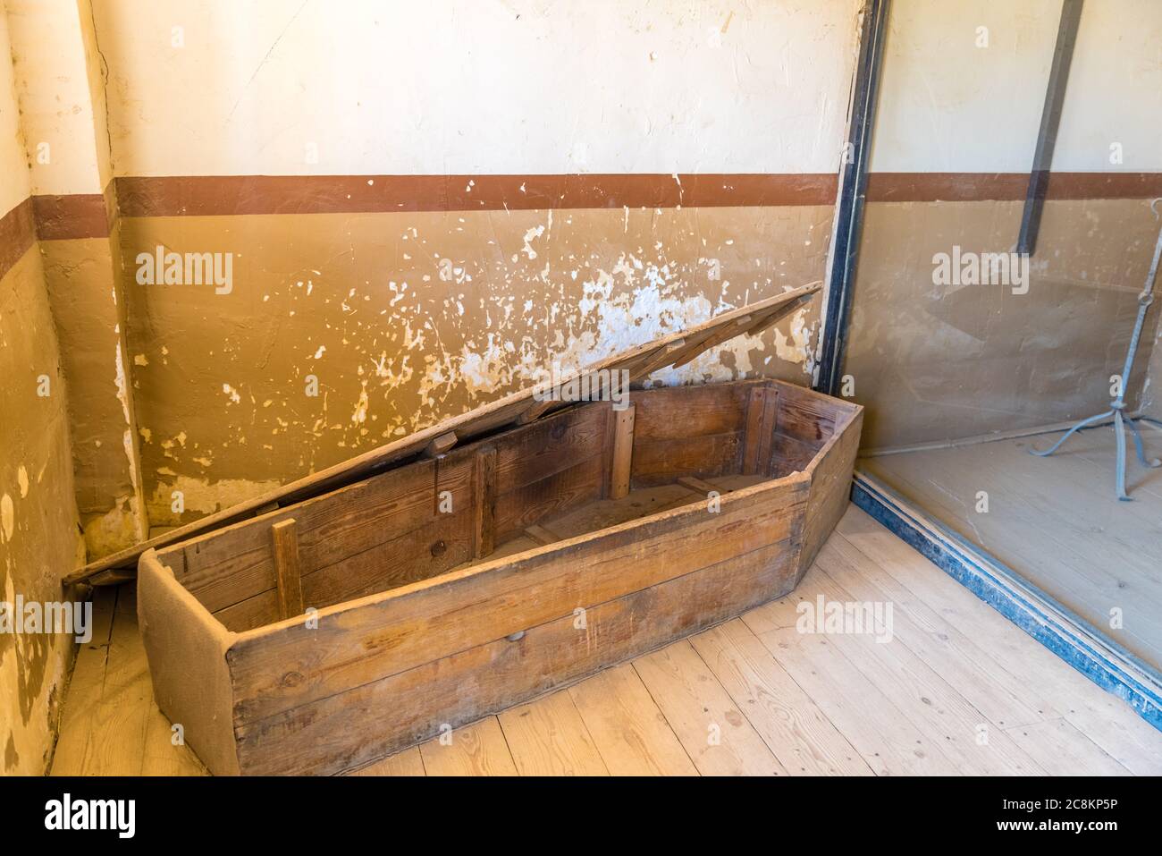 vintage wooden coffin Stock Photo