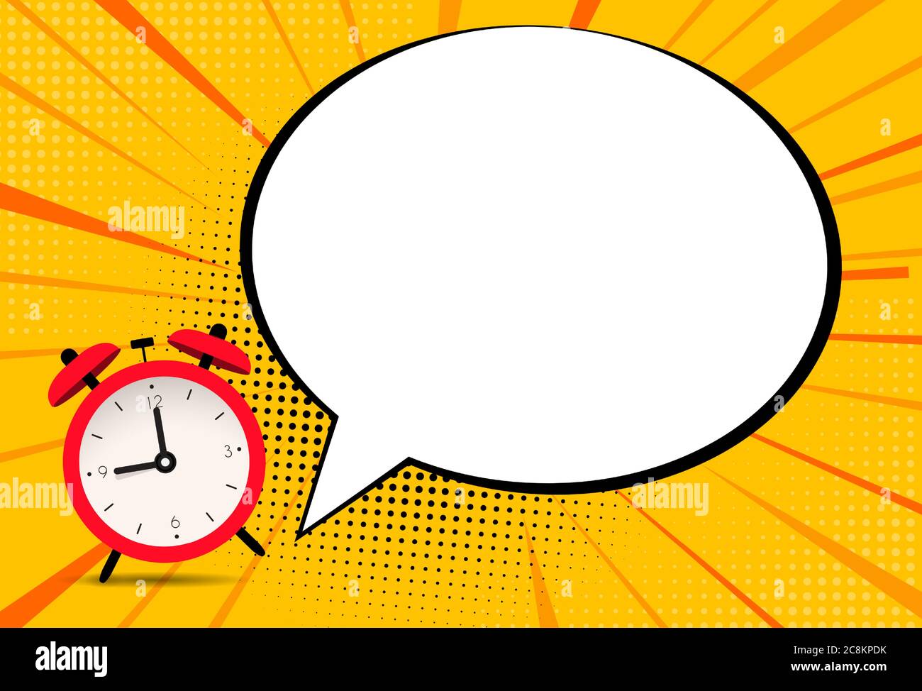 Alarm Clock Icon with speech bubble background. Vector Illustration Stock Vector