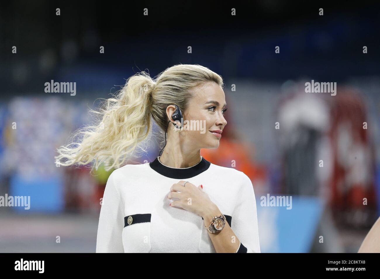 Naples, Campania, Italy. 25th July, 2020. During the Italian Serie A Football match SSC Napoli vs US Sassuolo on July 19, 2020 at the San Paolo stadium in Naples.In picture: DILETTA LEOTTA Credit: Fabio Sasso/ZUMA Wire/Alamy Live News Stock Photo