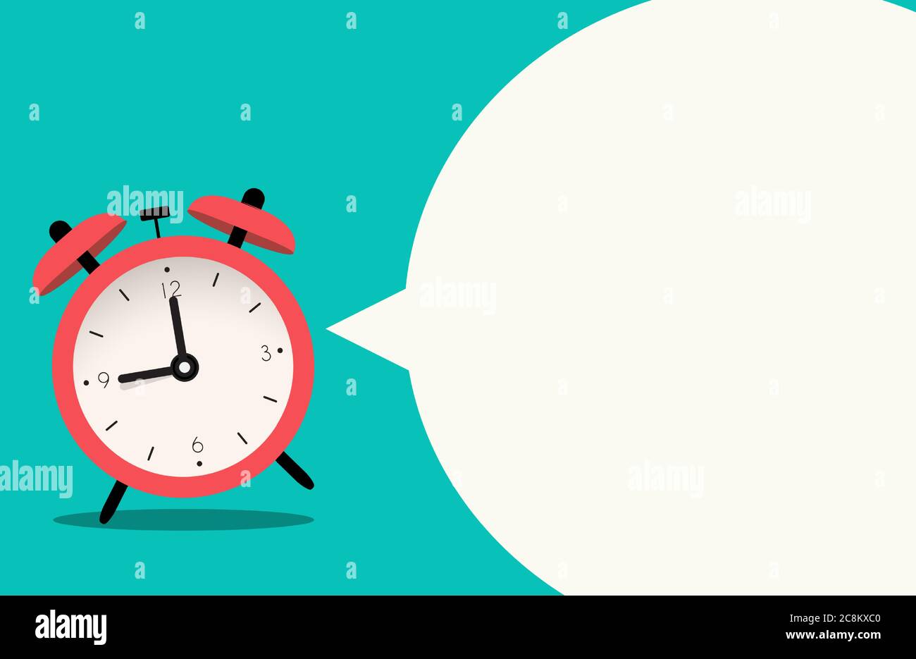 Alarm Clock Icon with speech bubble background. Vector Illustration Stock Vector
