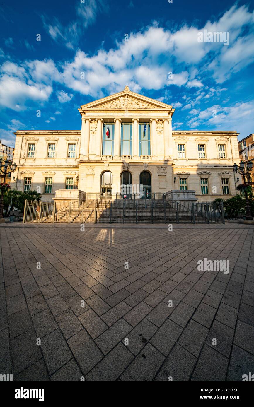 Palace of Justice in Nice in the historic district - CITY OF NICE, FRANCE - JULY 10, 2020 Stock Photo