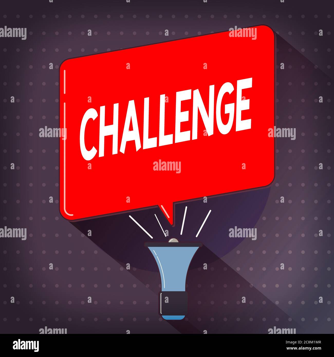 Text sign showing Challenge. Business photo text process of provoking or testing physiological activity by exposure Megaphone Make Voice Louder Handhe Stock Photo