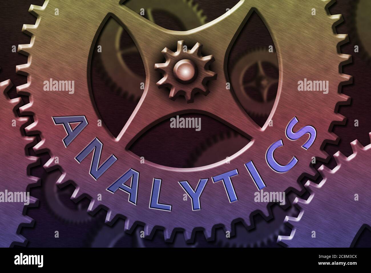 Writing note showing Analytics. Business concept for method of logical analysis of income, profits, losses, etc. System Administrator Control, Gear Co Stock Photo