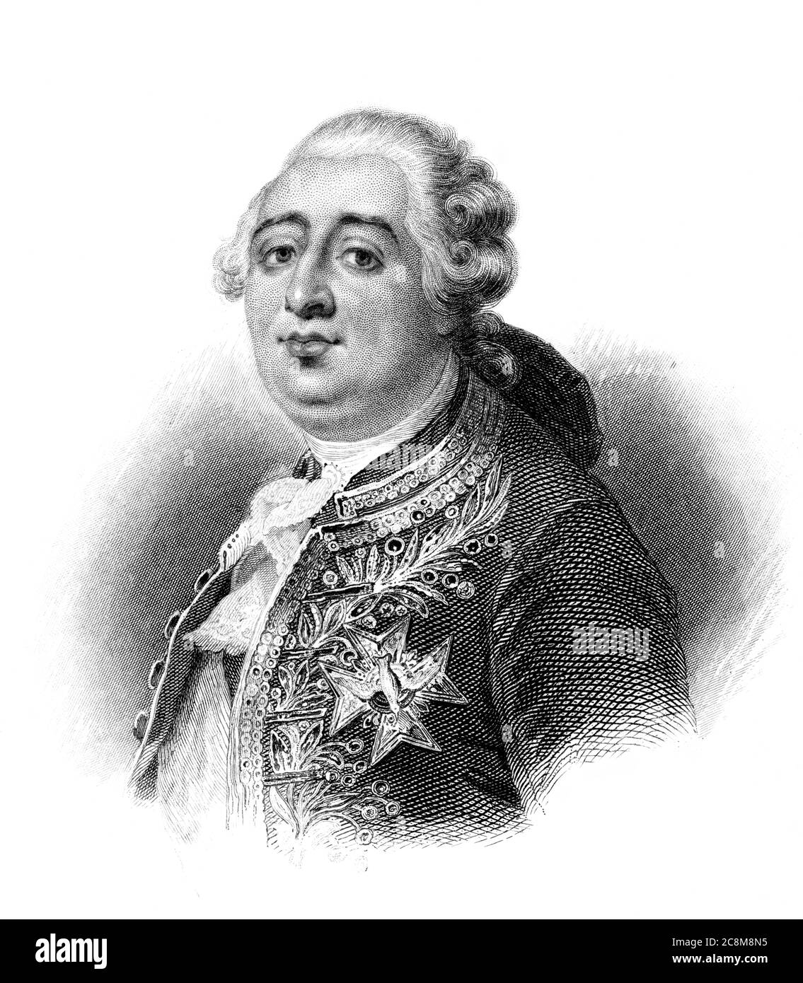 An engraved illustration portrait of King Louis XVI during the French Revolution in France from a Victorian book dated 1881 that is no longer in copyr Stock Photo