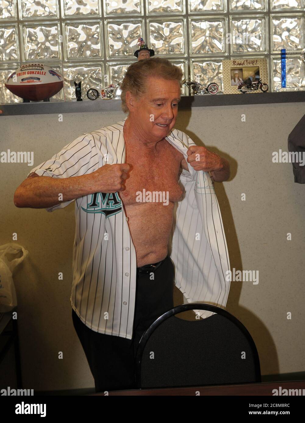 Miami Fl May 04 Exclusive Coverage Television Personality Regis Philbin A Diehard Yankee Fan Threw Out The First Pitch At The Marlins Vs Reds Game Monday Night They Re A Team I Ve