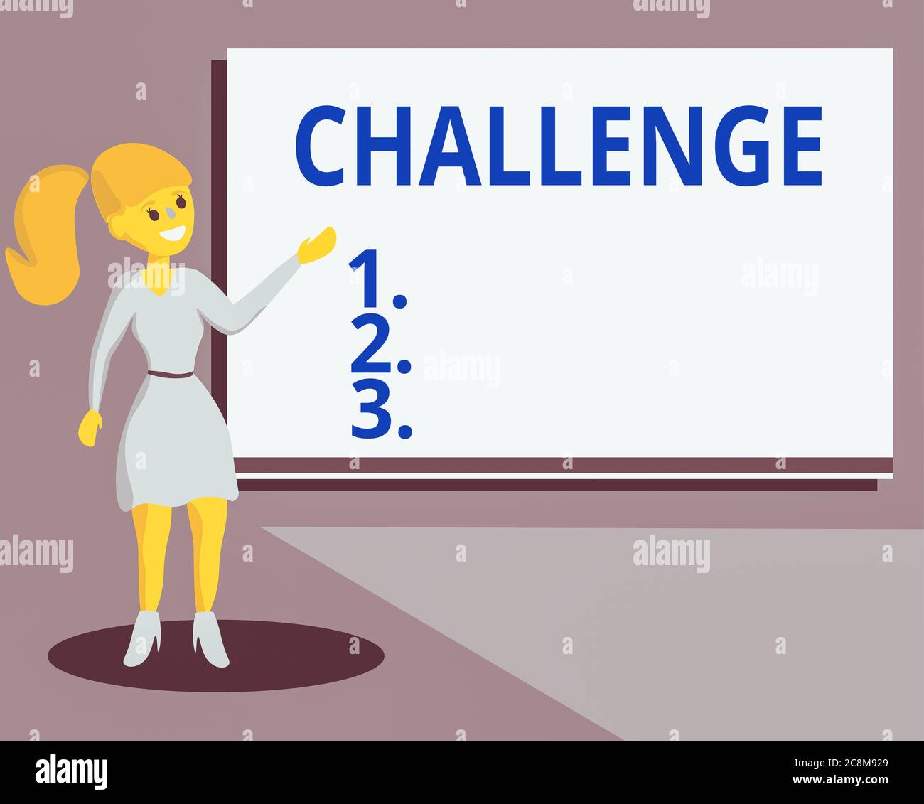 Conceptual hand writing showing Challenge. Concept meaning process of provoking or testing physiological activity by exposure Wo analysis Presenting A Stock Photo