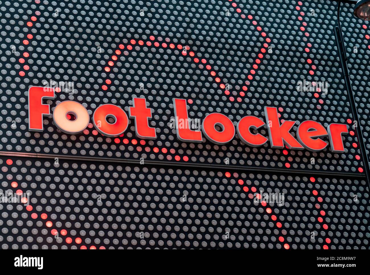 American multinational sportswear and footwear retailer Foot Locker store and logo seen in Hong Kong. Stock Photo
