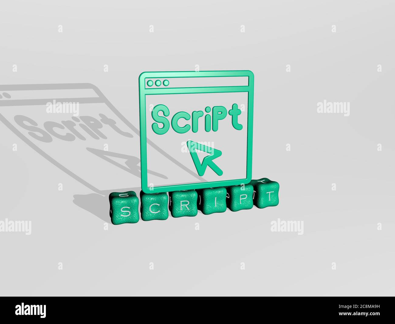 Vertically Connected Script 3D graphical image of SCRIPT vertically along with text built by ...