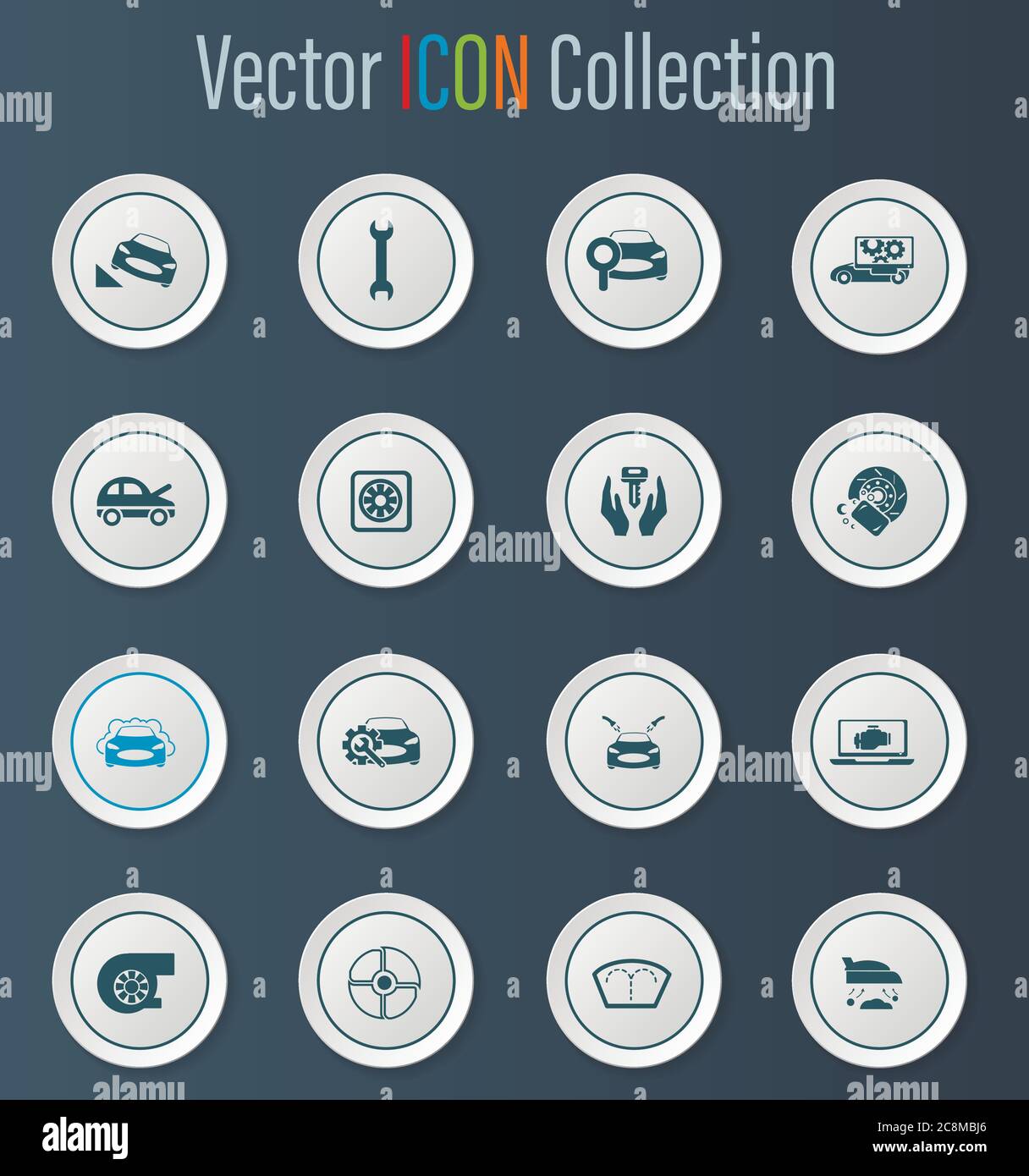 Car shop icons set Stock Vector