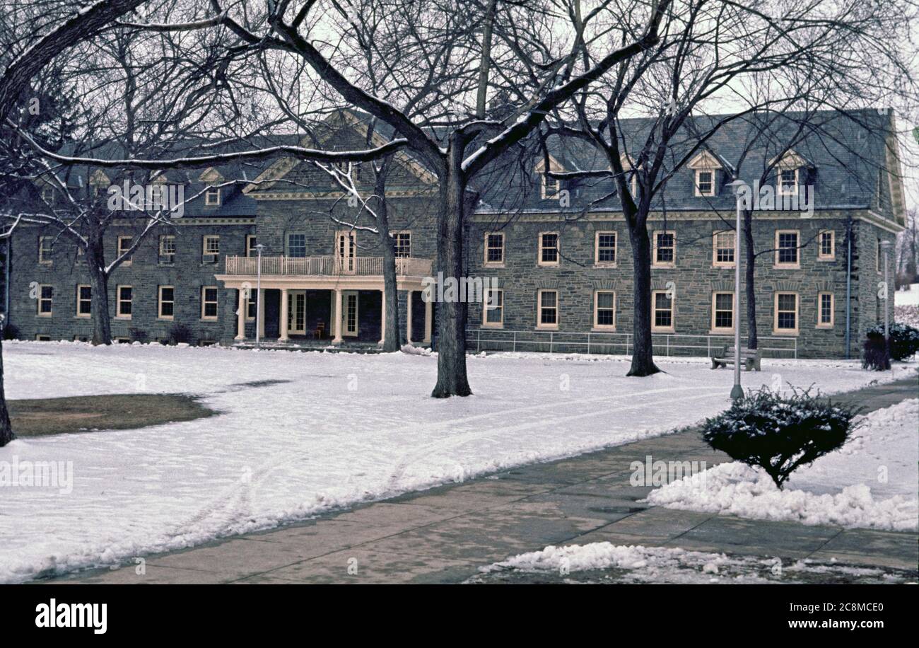 Cheyney State Teachers College, Harry T. Burleigh Hall building, winter in January 1971. Pennsylvania Stock Photo