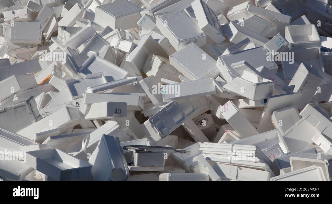 A large pile of styrofoam boxes discarded as rubbish Stock Photo Alamy