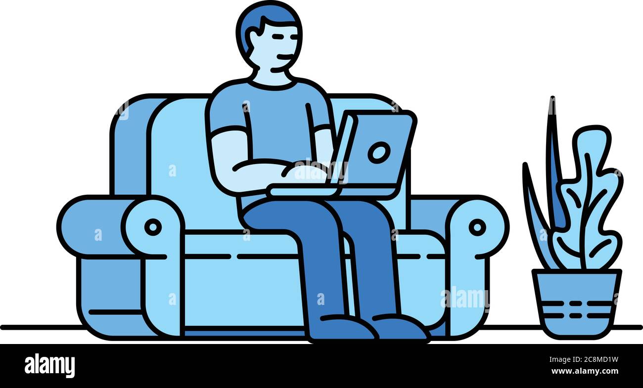Home sofa working icon. Outline home sofa working vector icon for web ...