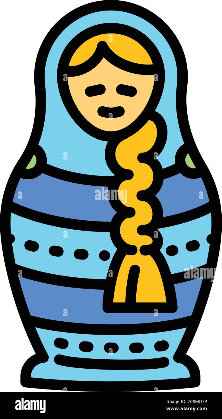 Blue nesting doll icon. Outline blue nesting doll vector icon for web