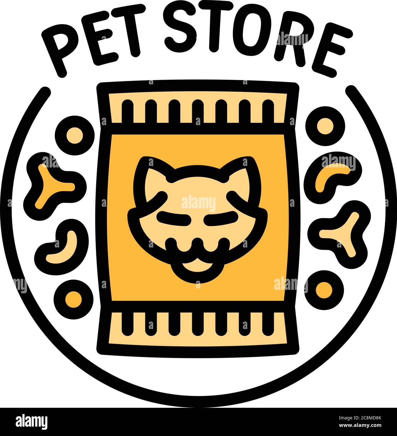 Pet store food logo. Outline pet store food vector logo for web design