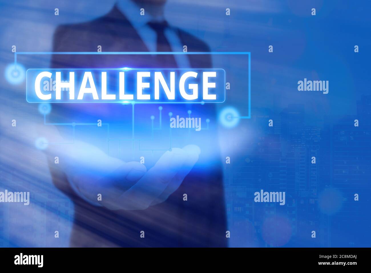 Text sign showing Challenge. Business photo text process of provoking or testing physiological activity by exposure Information digital technology net Stock Photo