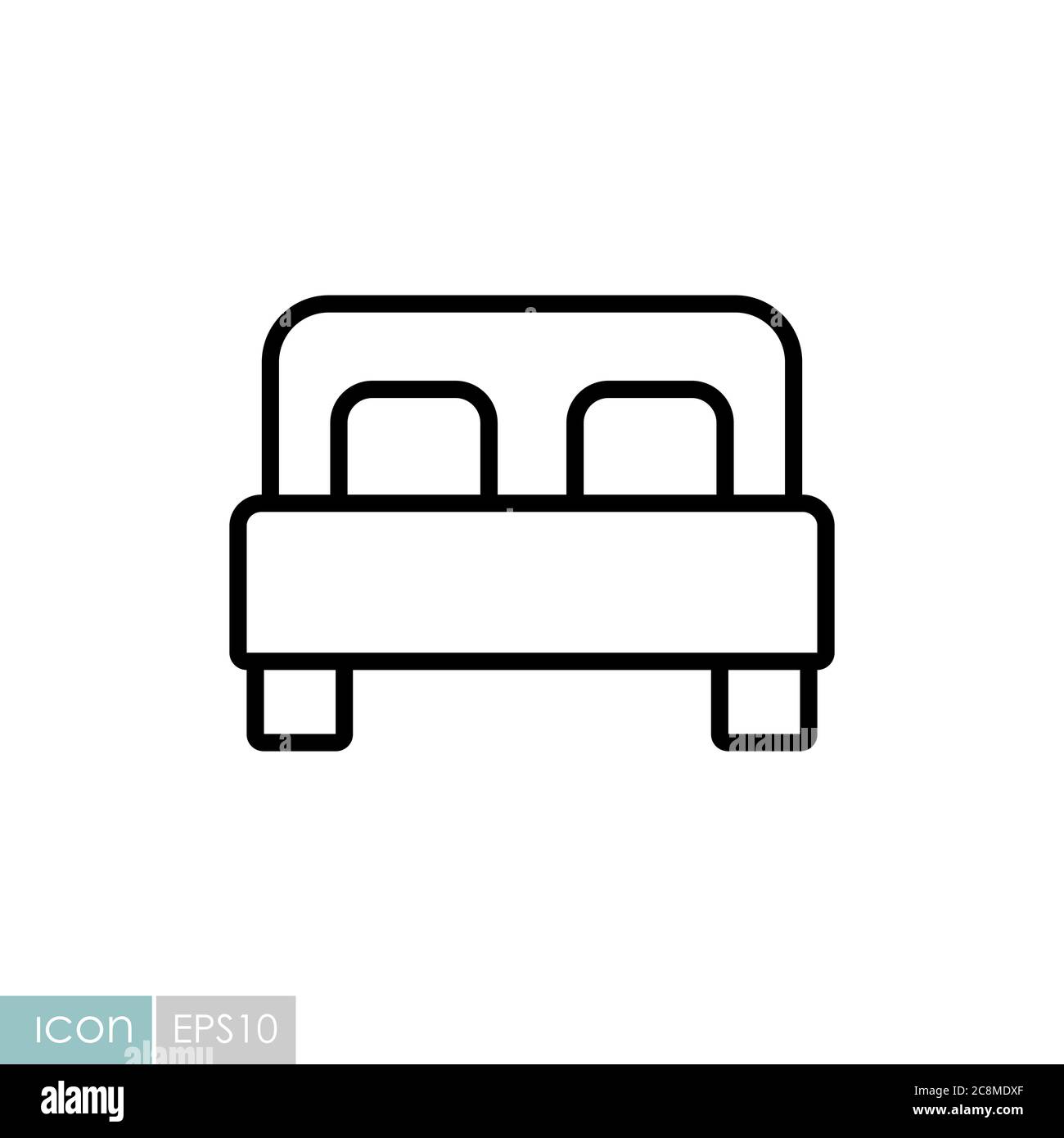 Double bed flat vector icon. Graph symbol for travel and tourism web ...