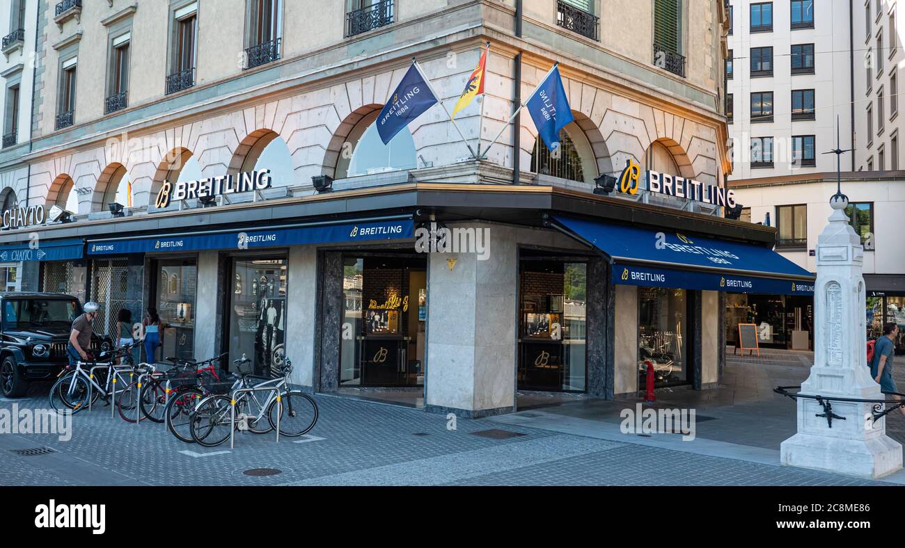 Breitling store in Geneva in Switzerland GENEVA, SWITZERLAND JULY 8