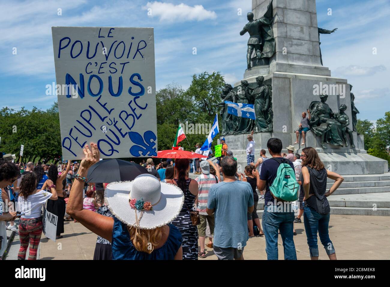 Montreal, Canada - 25 July 2020: Protest against mandatory masks in