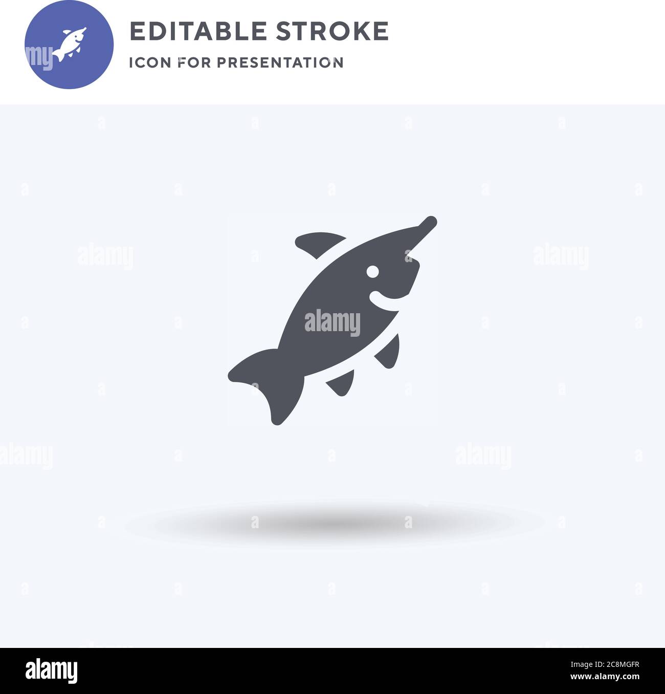 Swordfish icon vector, filled flat sign, solid pictogram isolated on ...