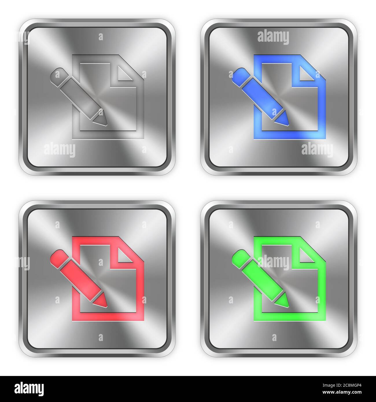 Color edit icons engraved in glossy steel push buttons. Well organized ...