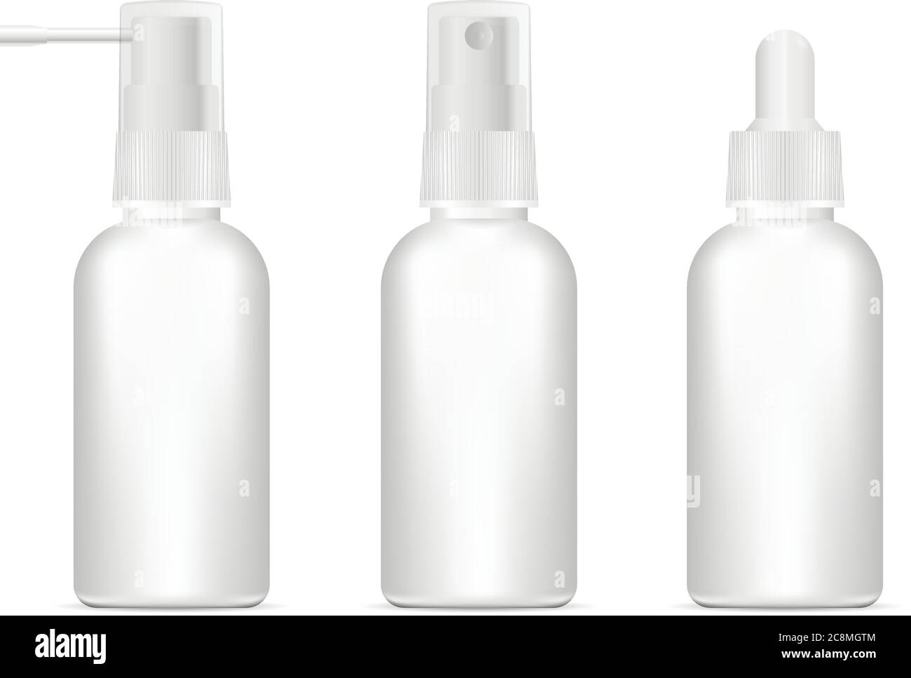 3d illustration of blank pharmaceutical containers. Set of Different ...