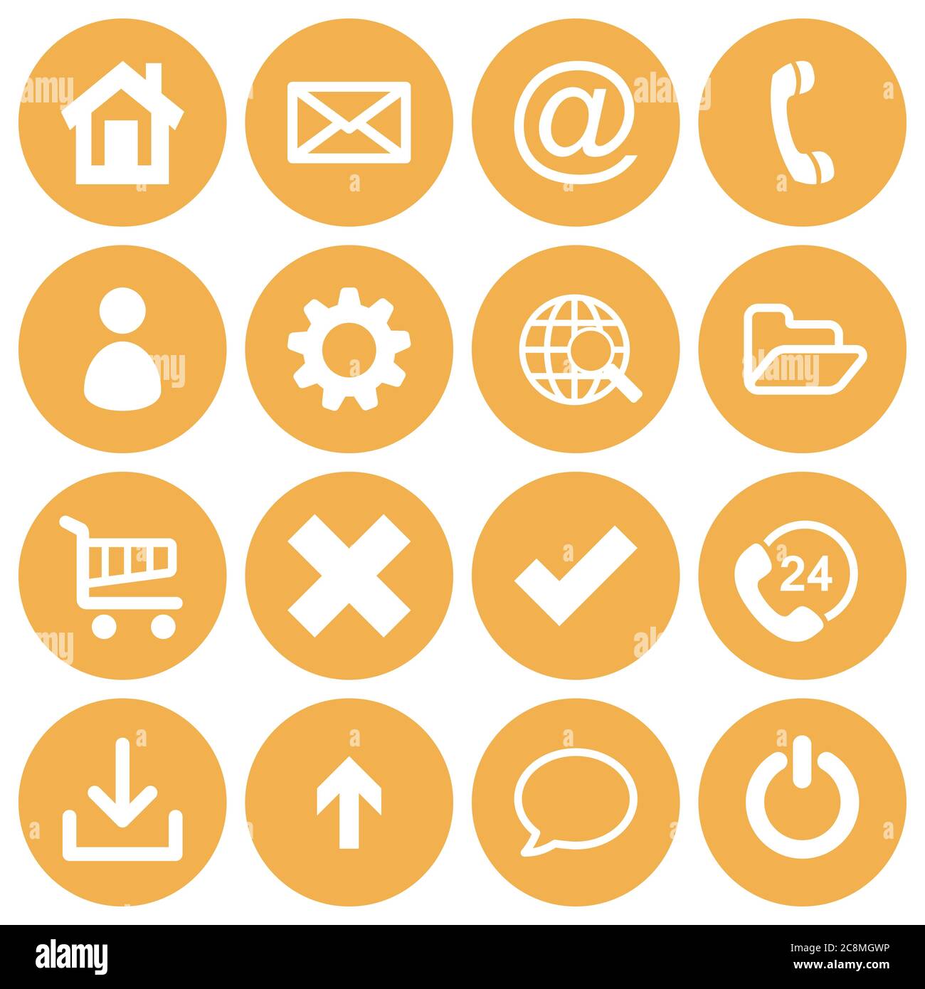 Basic web icon set in round flat style with yellow colors Stock Vector ...