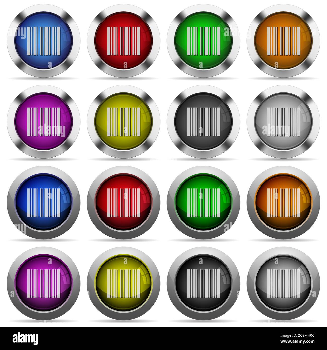 Set of barcode glossy web buttons. Arranged layer structure. Stock Vector