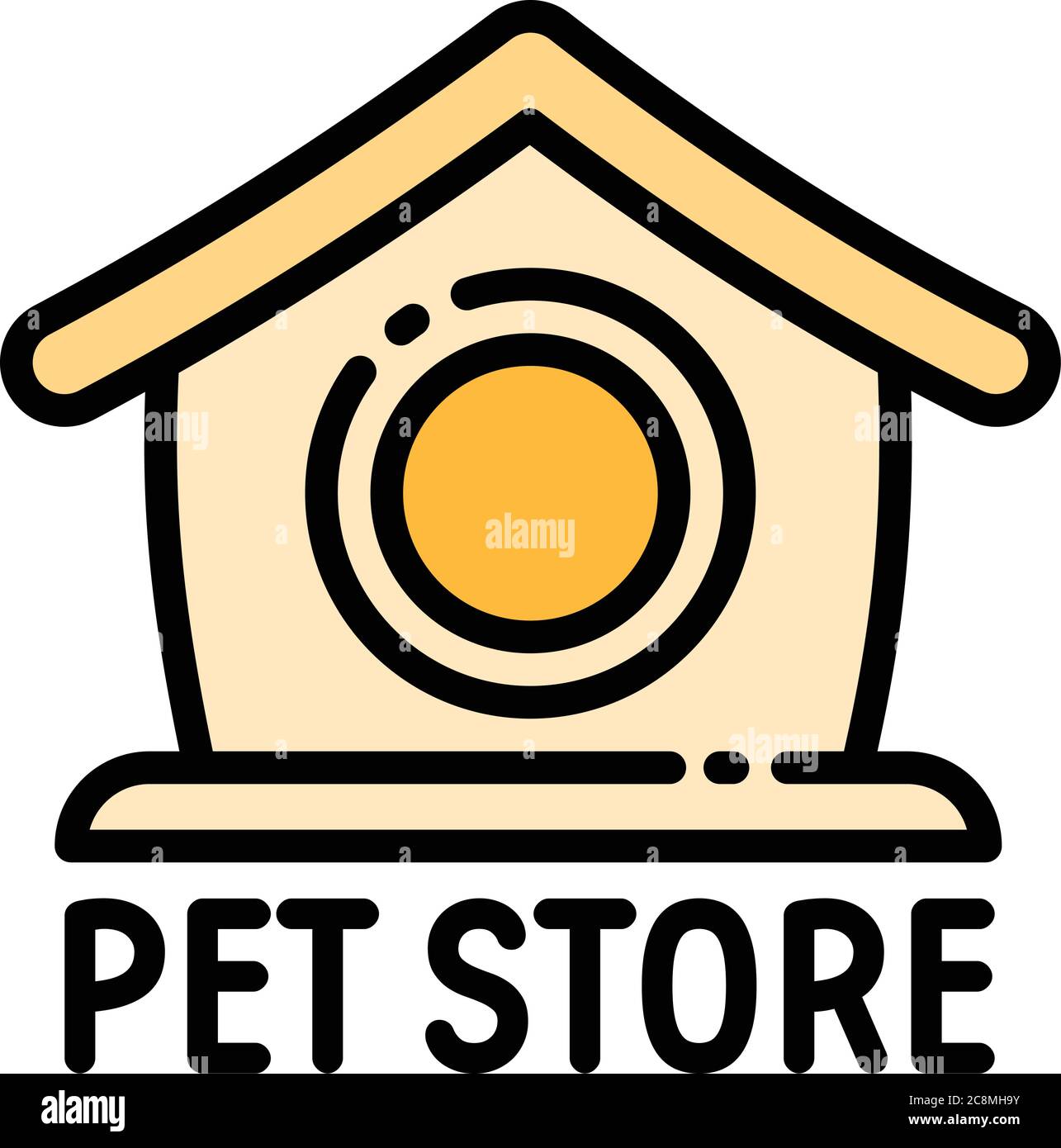 Pet store house logo. Outline pet store house vector logo for web design isolated on white