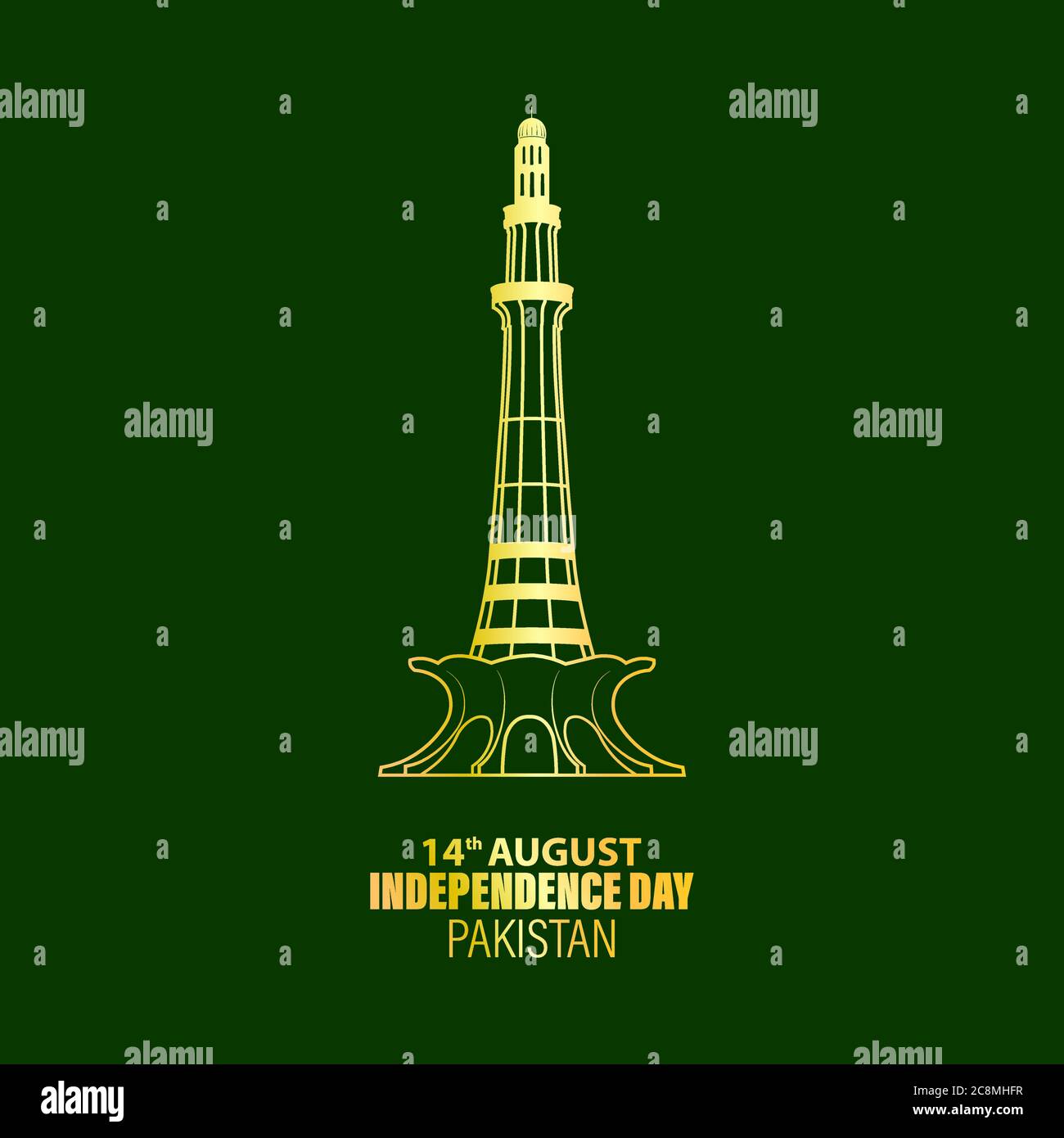 Vector Illustration of Pakistan Independence Day 14th August. Minar e Pakistan a famous historical minaret abstract Stock Vector