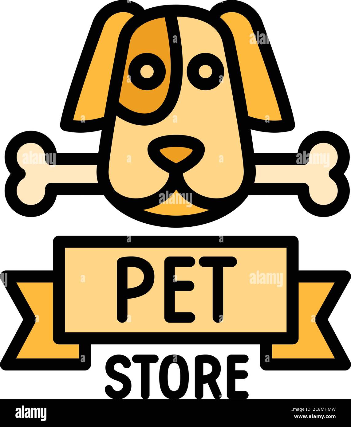 Dog pet store logo. Outline dog pet store vector logo for web design