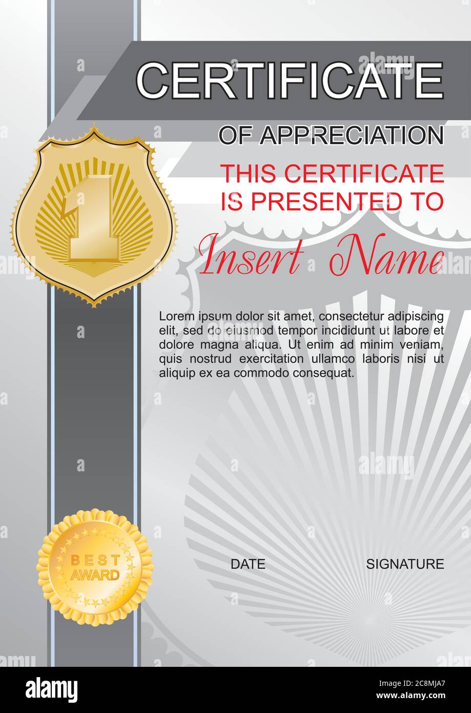 Vector template certificate of appreciation with colorful stripy