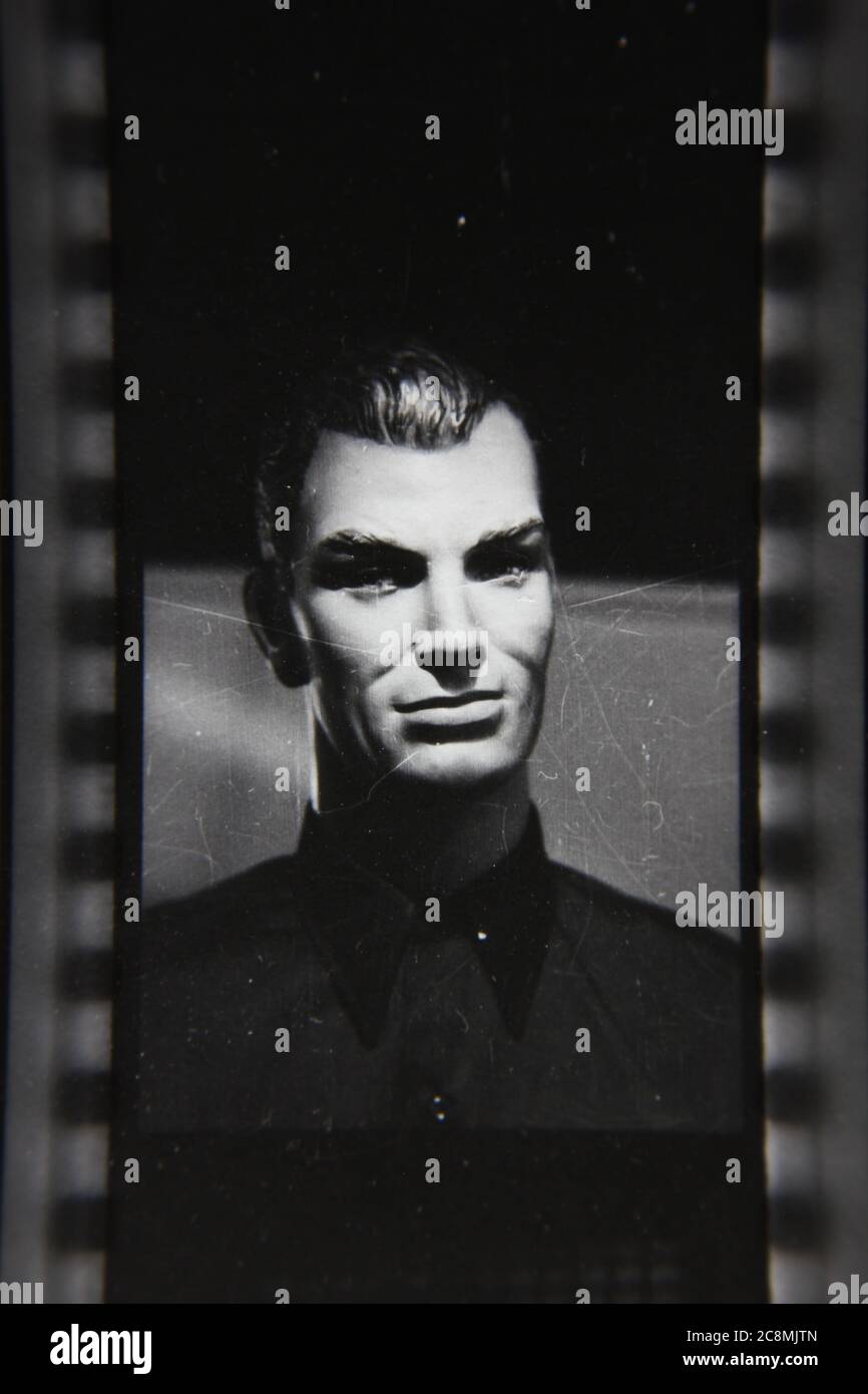 Fine 1970s vintage black and white photography of a head shot of a ...
