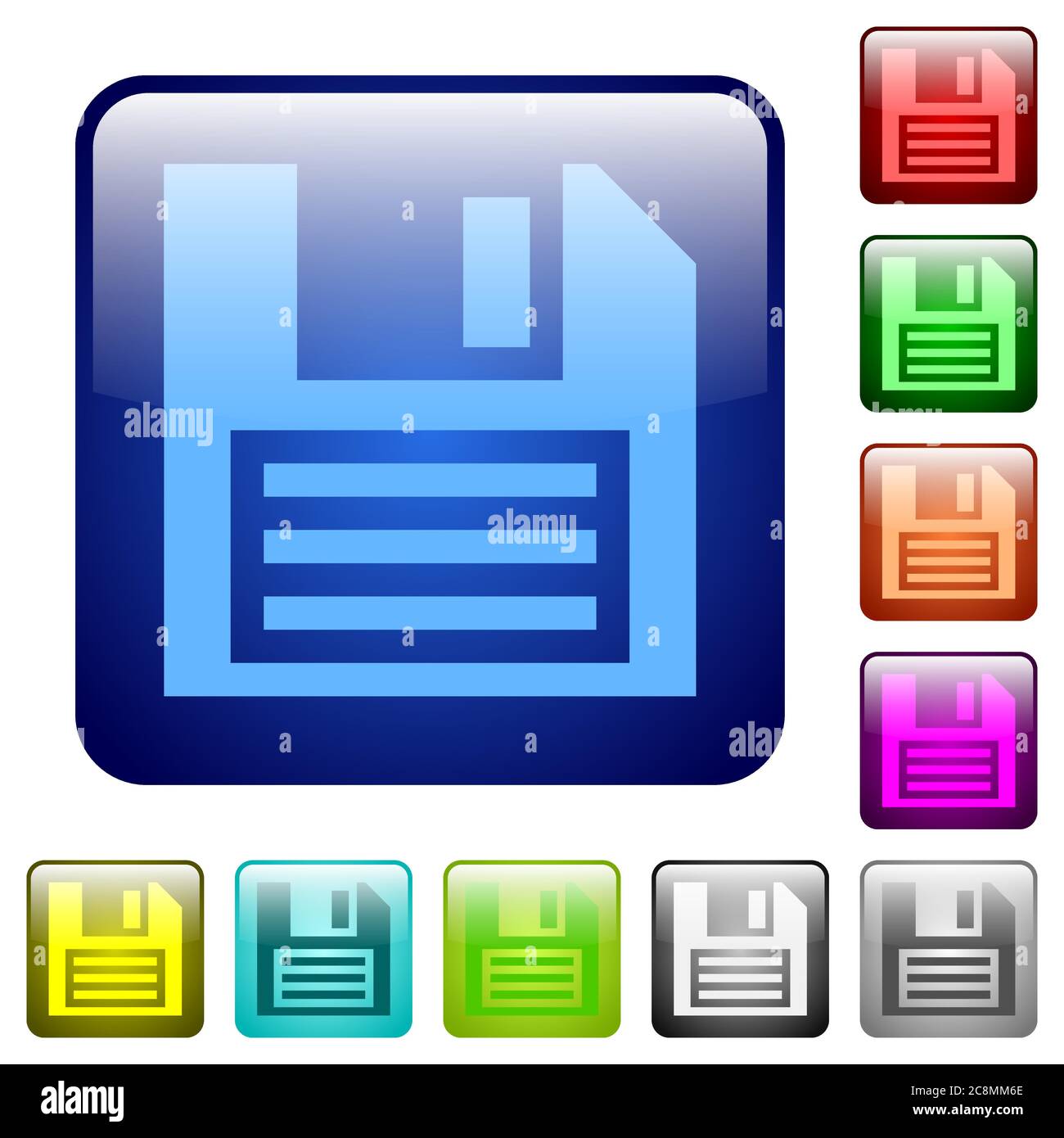 Set of save color glass rounded square buttons Stock Vector Image & Art ...