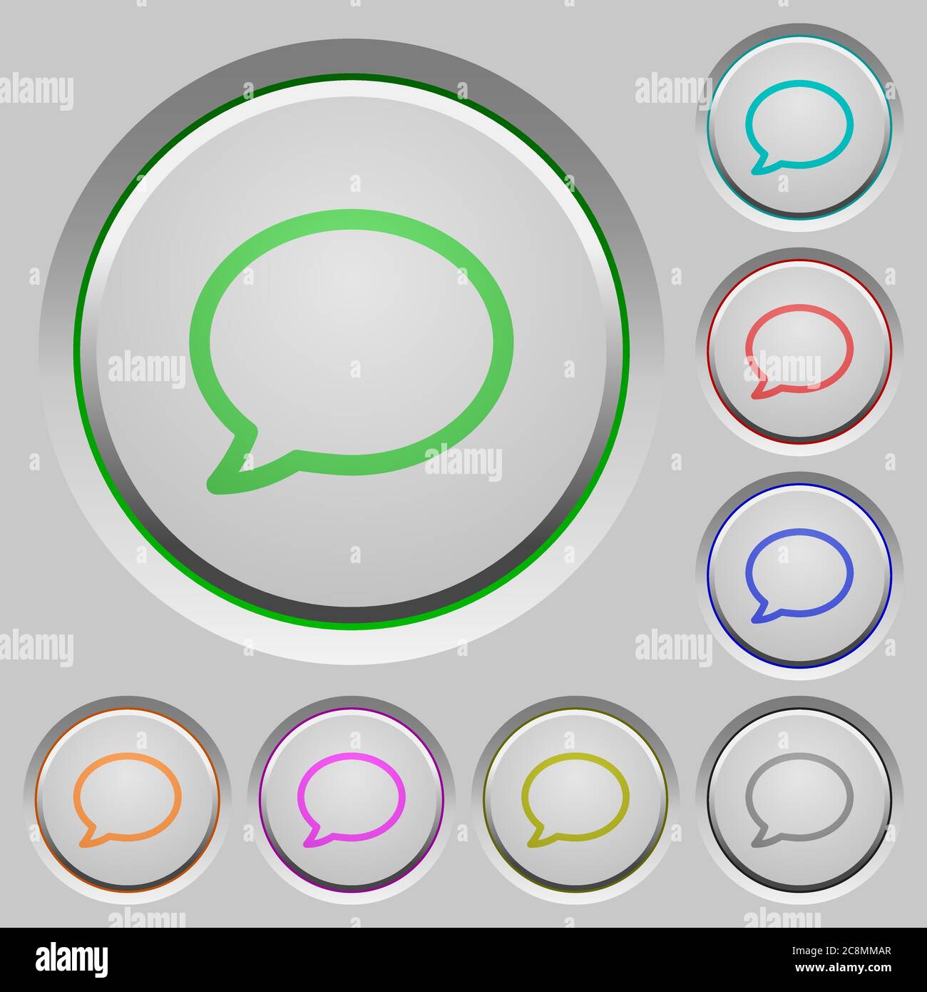 Set of color comment sunk push buttons. Stock Vector