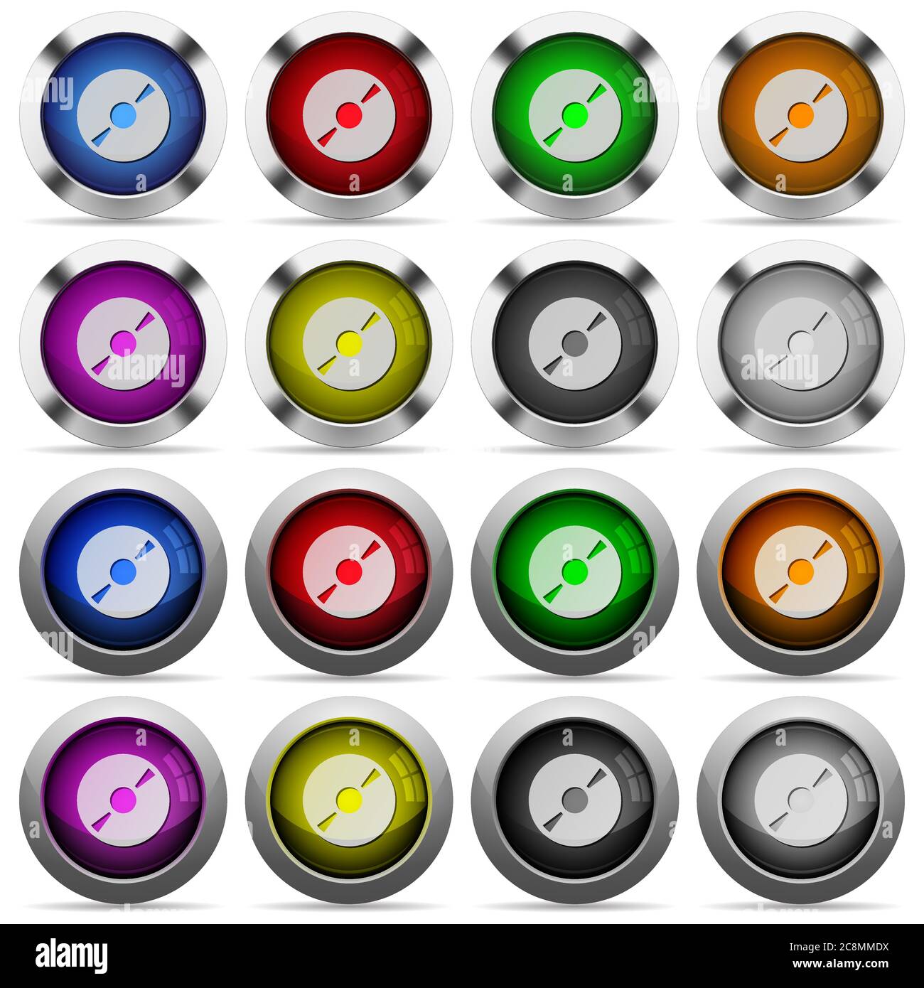 Set of DVD glossy web buttons. Arranged layer structure. Stock Vector