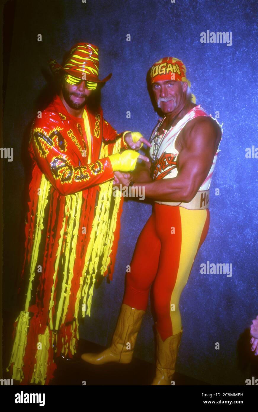 Las Vegas, Nevada, USA 23rd January 1996 WWF Wrestlers Randy 'Macho Man'  Savage and Hulk Hogan