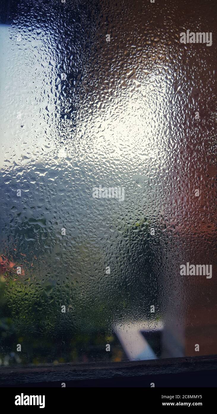 glass window with moisture effect,wayanad Stock Photo Alamy