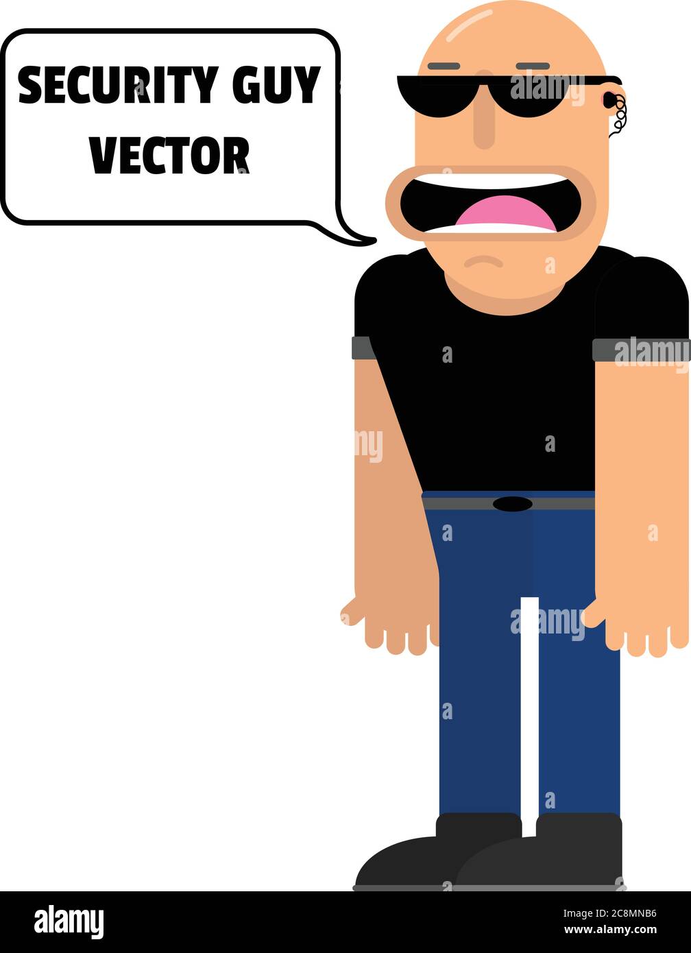 Strong Guy Security Guard Black Shirt Vector Illustration Stock Vector