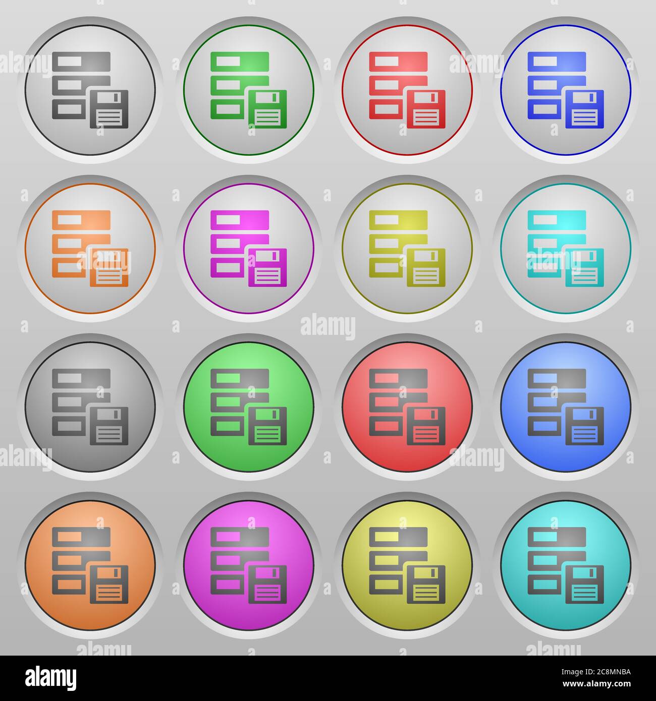 Set of backup plastic sunk spherical buttons. Stock Vector