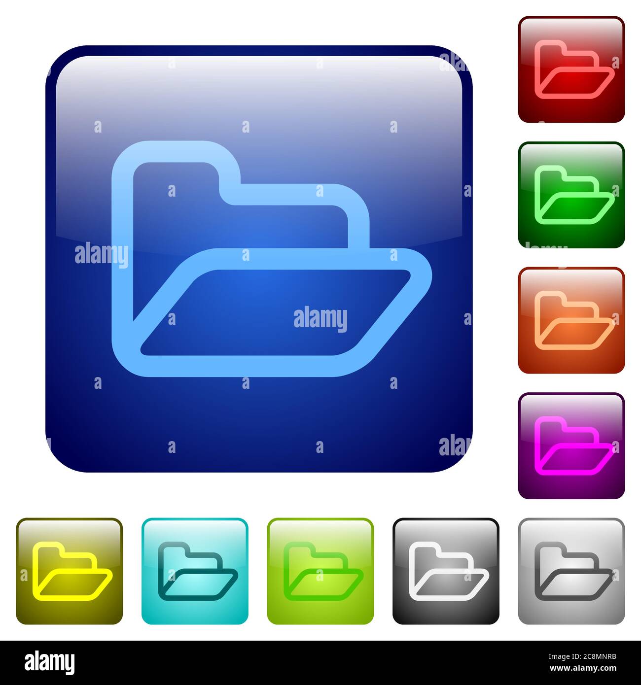 Set of folder color glass rounded square buttons Stock Vector Image ...