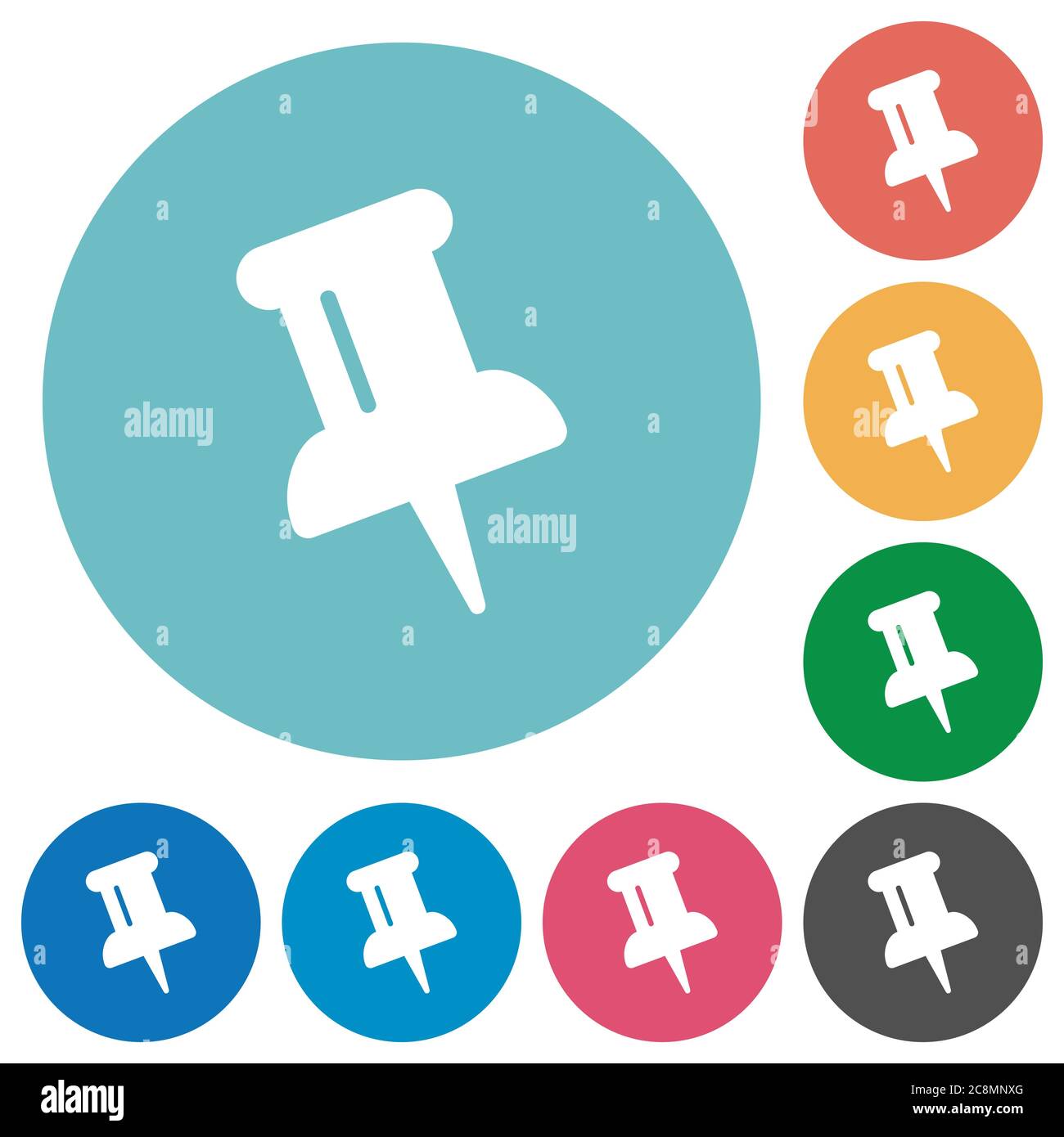 Flat pin icon set on round color background Stock Vector Image & Art ...
