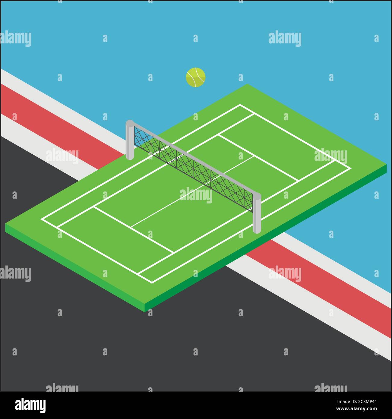 Isometric Tennis Sport Court Illustration Vector Stock Vector