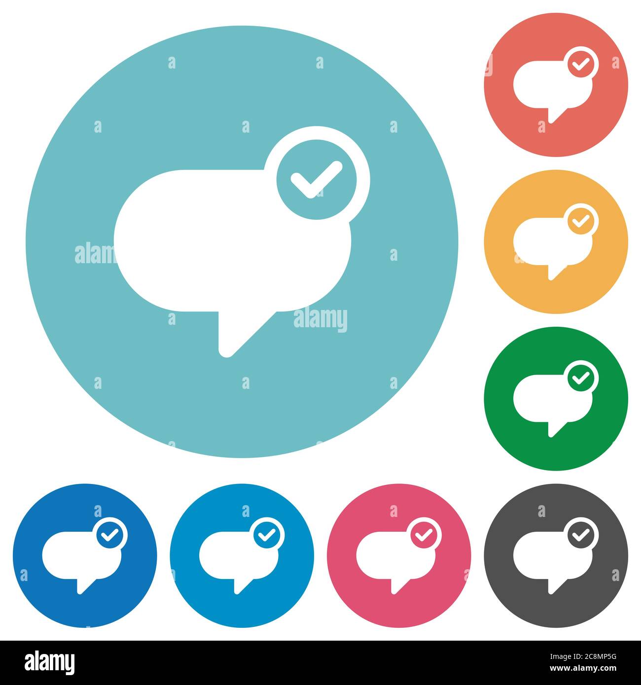 Flat message sent icon set on round color background Stock Vector Image ...