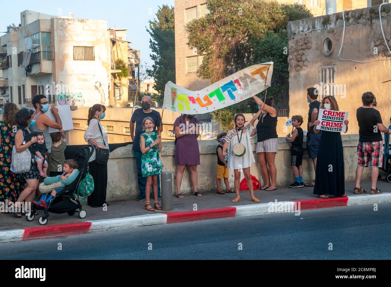 Thousands of nationwide 'Black flag' activists protest against Binyamin ( Bibi) Netanyahu who is facing 3 charges of corruption in Israeli courts.  The protesters claim that a corrupt person is not suitable to