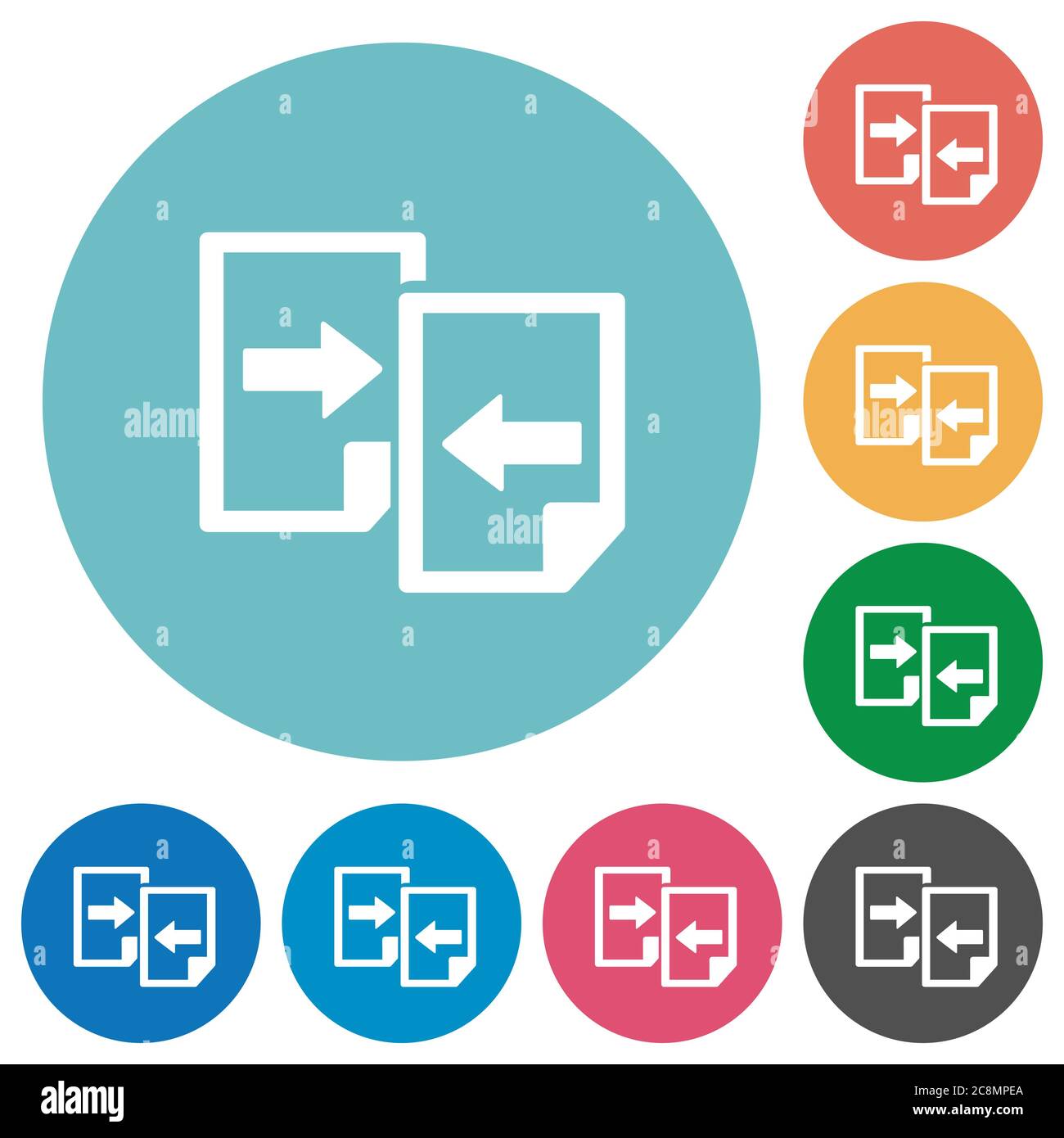 Flat share documents icon set on round color background Stock Vector ...