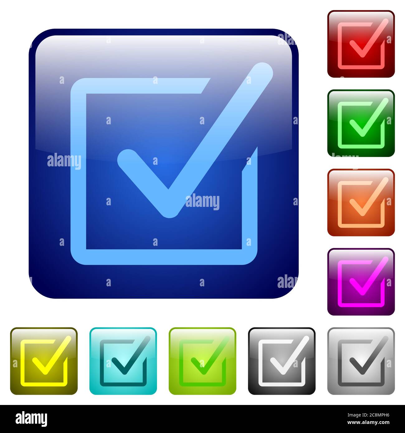 Set of checked box color glass rounded square buttons Stock Vector ...