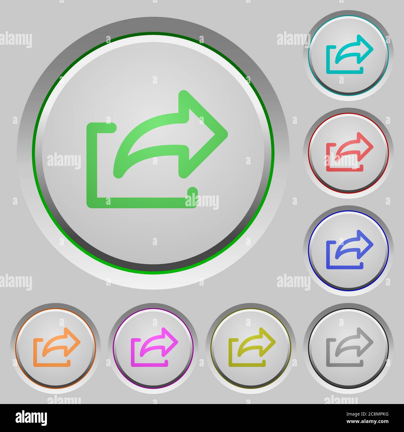 Set of color export sunk push buttons. Stock Vector