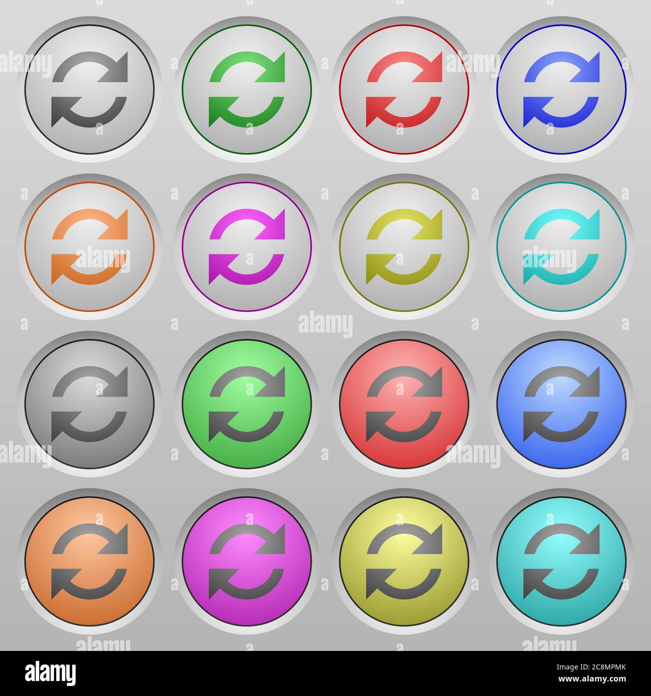 Set of refresh plastic sunk spherical buttons. Stock Vector