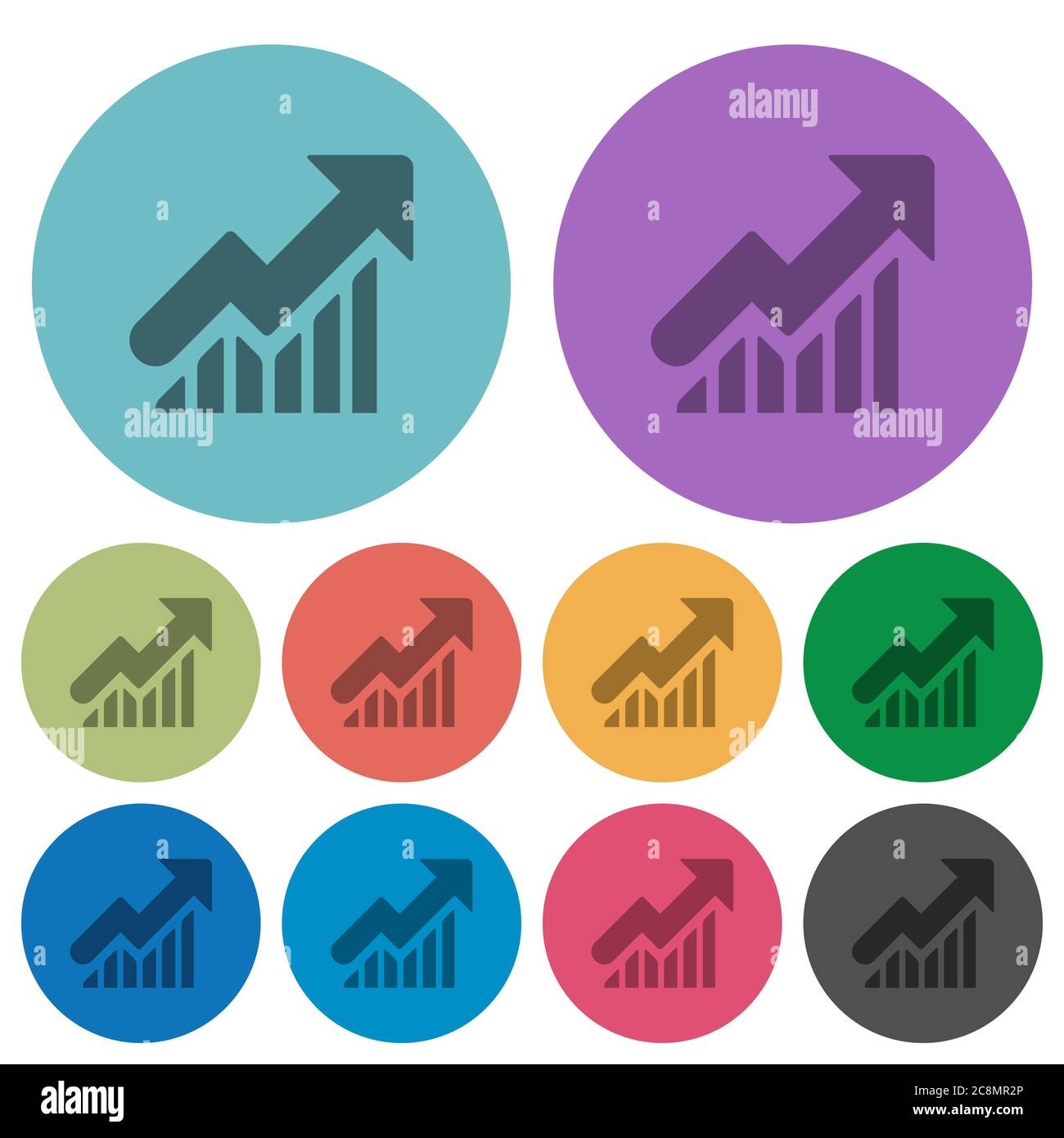 Color rising graph flat icon set on round background Stock Vector Image ...